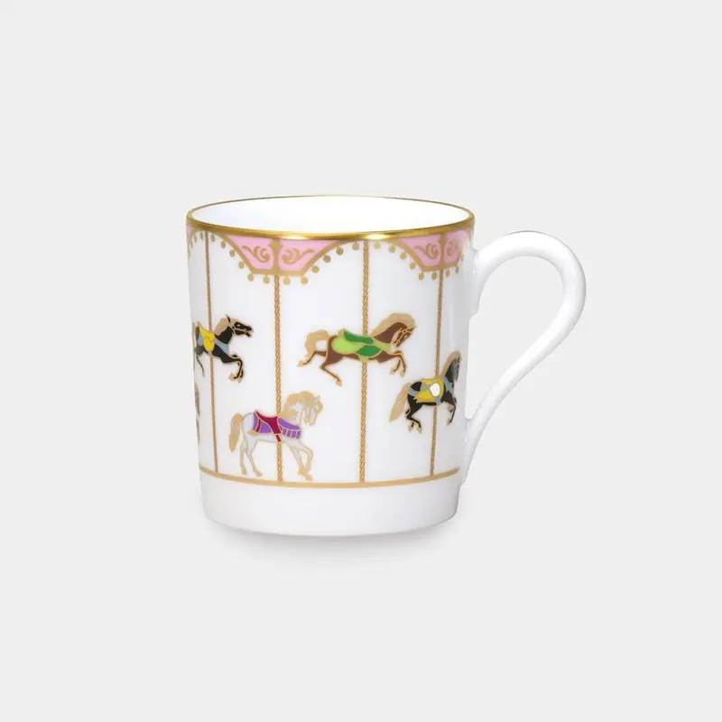 Okura Art China Merry-Go-Round Pink Ceramic Mug – Fun, Handcrafted Drinkware 1