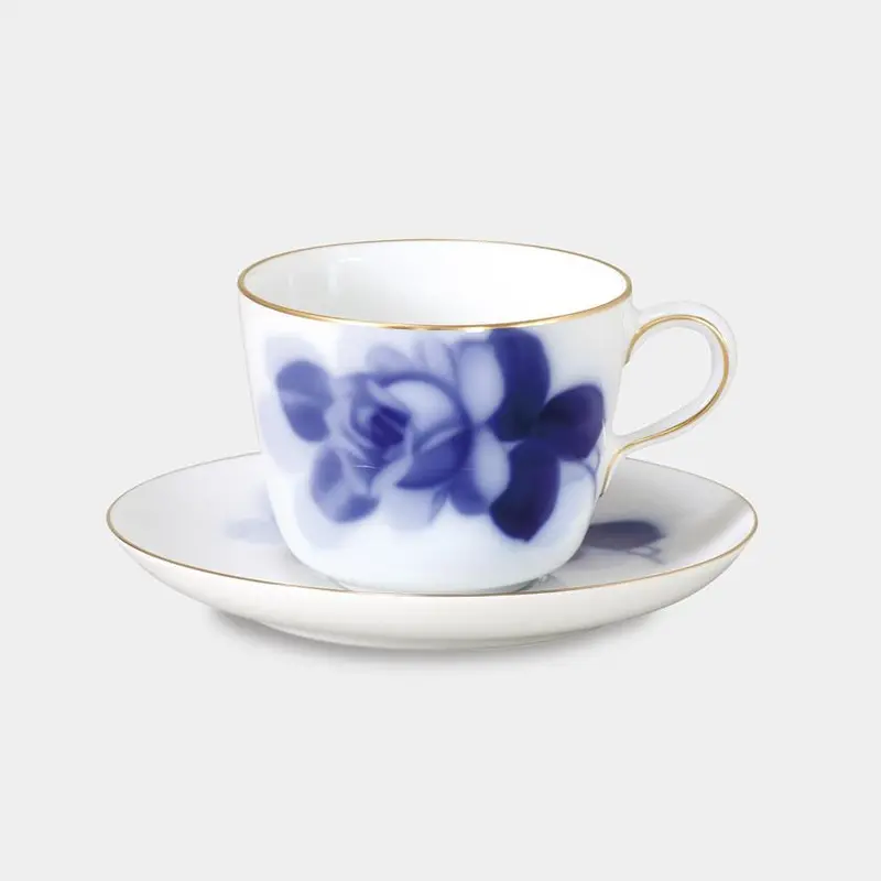 Okura Art China Morning Cup & Saucer – Blue Rose Pattern Porcelain Tea Set (Model 8211) 1