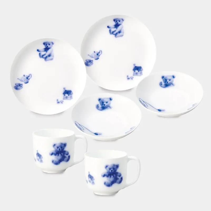 Okura Art China My Little Bear Themed Set: Plate, Mug, And Fruit Bowl (2 Pcs Each) – Whimsical Ceramic Gift Collection 1