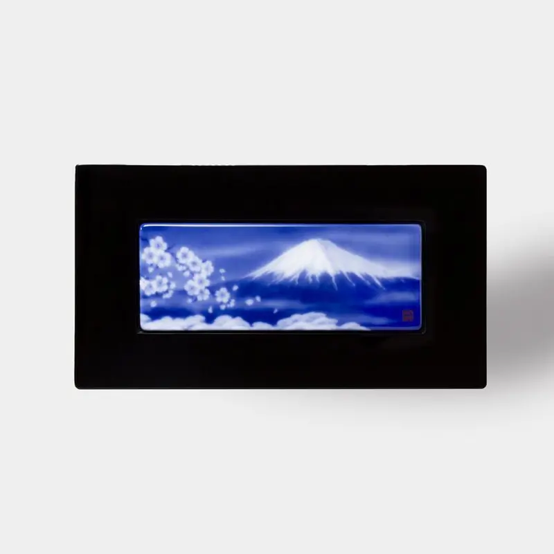 Okura Art China Sakura And Mt. Fuji Porcelain Wall Frame – Japanese Landscape Wall Art 1