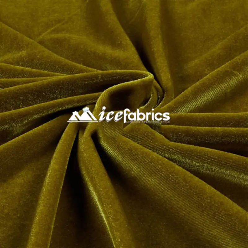 Olive Green 4-Way Stretch Velvet Fabric – Spandex-Blended 1