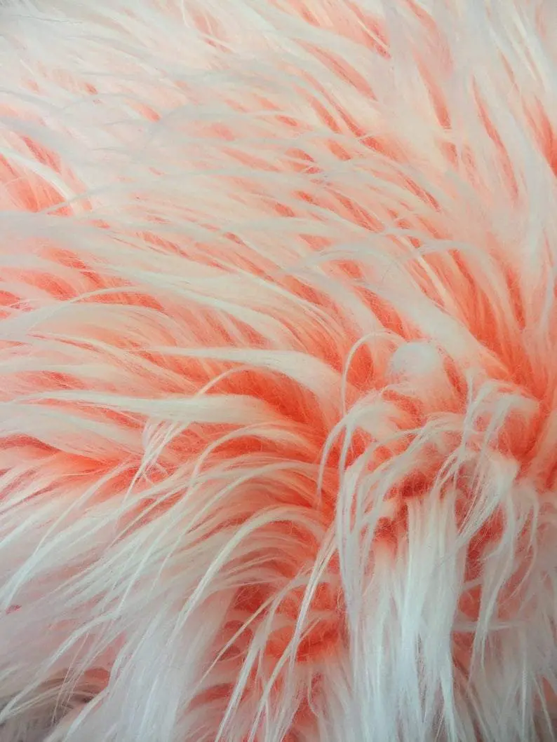 Orange And White 4" Polar Bear-Style Faux Fur Fabric 1