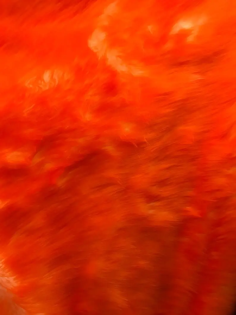 Orange Mongolian-Style Shaggy Faux Fur – 60" Wide Long-Pile Animal Print Fabric 1