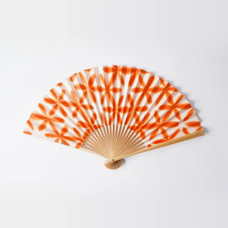Orange Sekka Shibori Fan – Hand-Dyed Japanese Folding Fan For Women 1