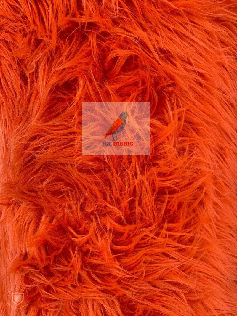 Orange Solid Long-Pile Mongolian Faux Fur Fabric – Yardage For Coats, Blankets & Home Decor 1