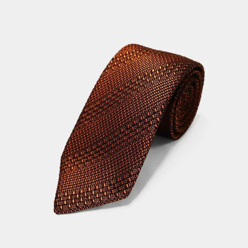 Orange Tango Jacquard Necktie | Kuska Handwoven Silk Tie 1