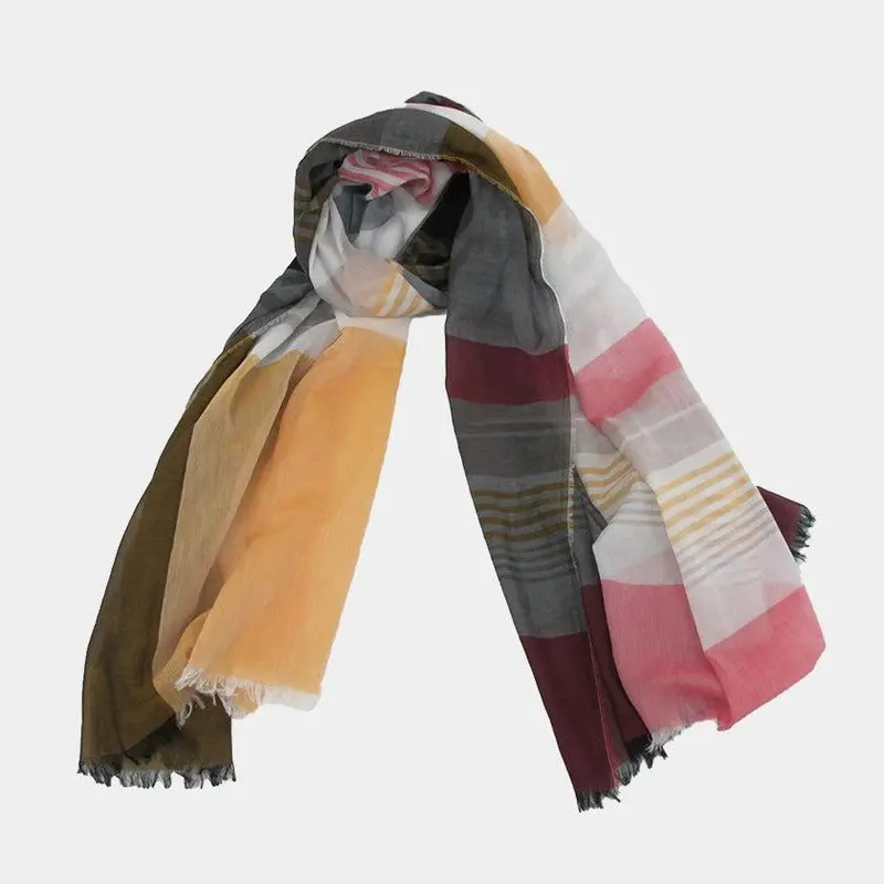 Orange Ultrafine Cotton Scarf – Banjū-Orī Layered Style (Large) By Pols 1