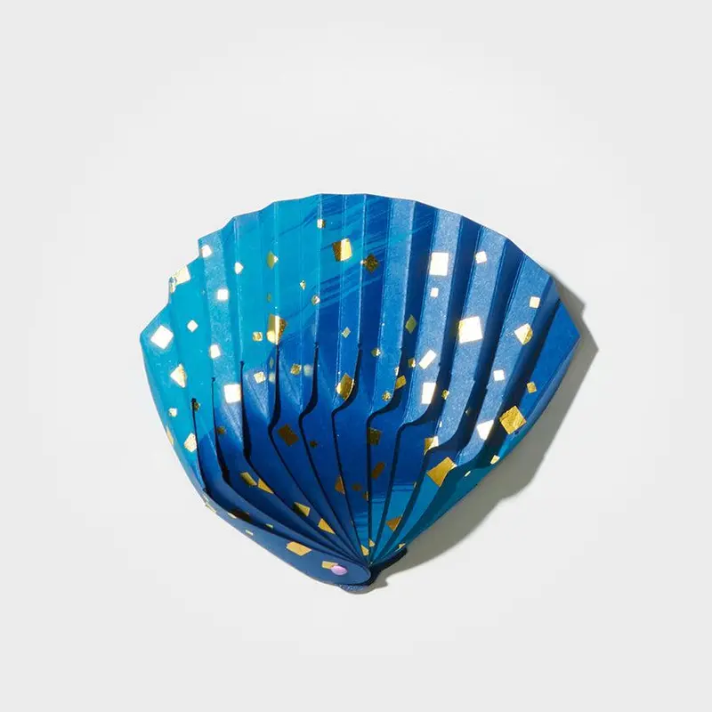 Origami Seashell Bowl – Brush & Square Blue Paper Craft By Yushima Art | Decorative Table Accent 1