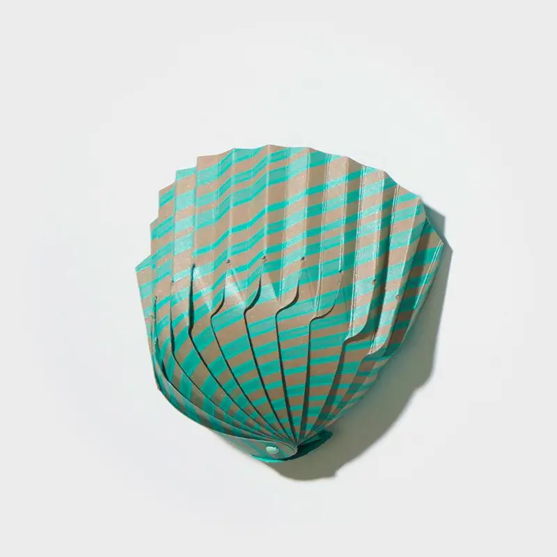 Origami Seashell Bowl – Striped Blue Paper Craft By Yushima Art | Decorative Table Accent 1
