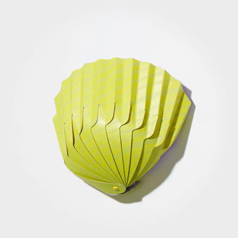 Origami Seashell Bowl – Striped Yellow Paper Craft By Yushima Art | Decorative Table Accent 1
