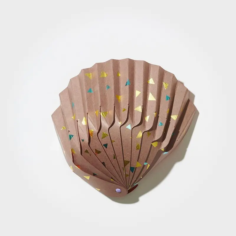Origami Seashell Bowl – Triangular Foil Brown Paper Craft By Yushima Art | Decorative Table Accent 1