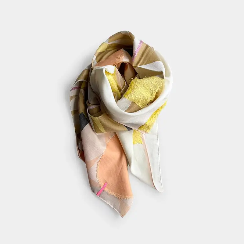 Oriki Cupro Scarf In Warm Orange – Handwoven Japanese Scarf By Pols 1