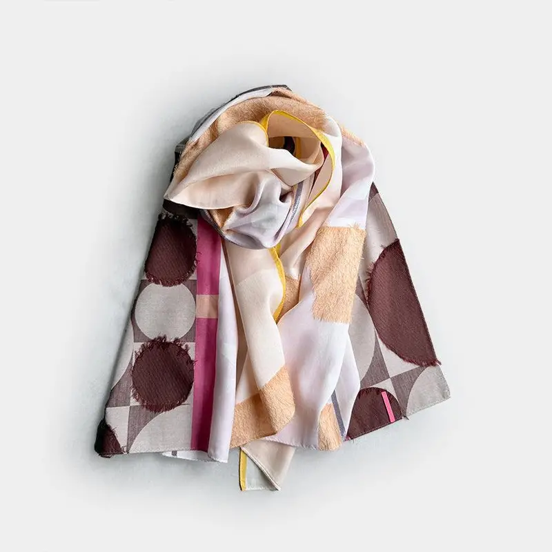 Oriki Long Cupro Scarf In Soft Pink – Contemporary Banshu-Ori Weave By Pols 1