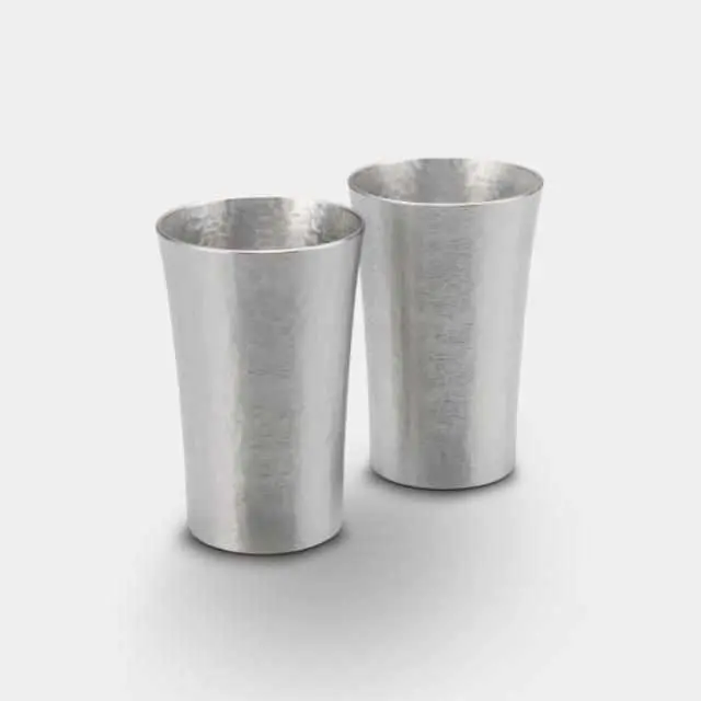 Osaka Naniwa Pewter Tumbler Pair – Standard Design, Metallic Elegance 1
