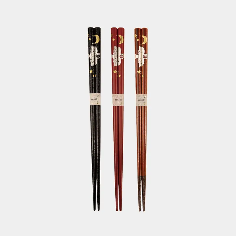 Owl Motif Lacquered Chopsticks – Wisdom-Inspired Design In Premium Lacquer 1