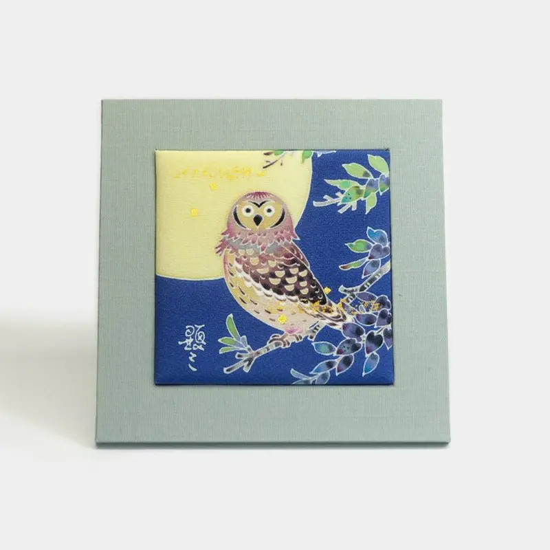 Owl-Themed Art Panel Created With Kaga Yuzen Dyeing Method | Some No Shiki Collection 1