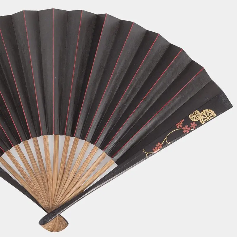 Ox-Drawn Coach Cherry Blossom Hand Fan | Kanazawa Gold Leaf On Traditional Fan | Hakuichi 1