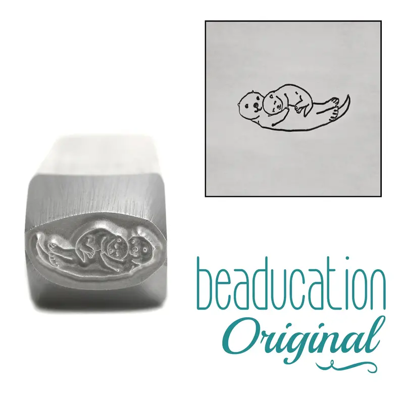 Parent And Cub Otter Silhouette Metal Stamp, 10.5Mm – Beaducation Original 1