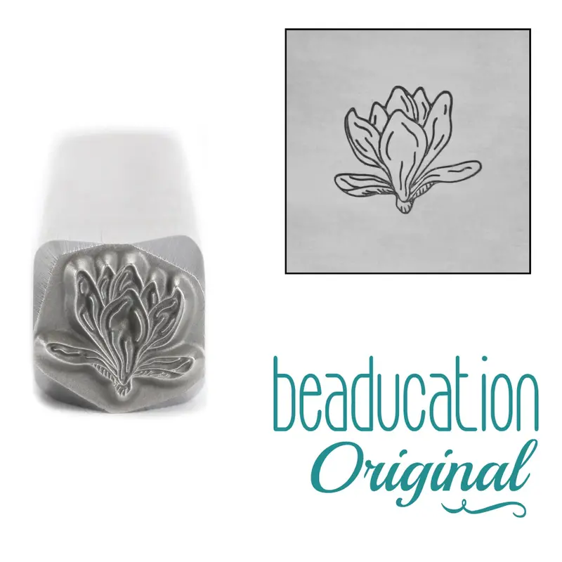 Partially Open Magnolia Blossom Metal Stamp, 8.2Mm – Beaducation Original 1