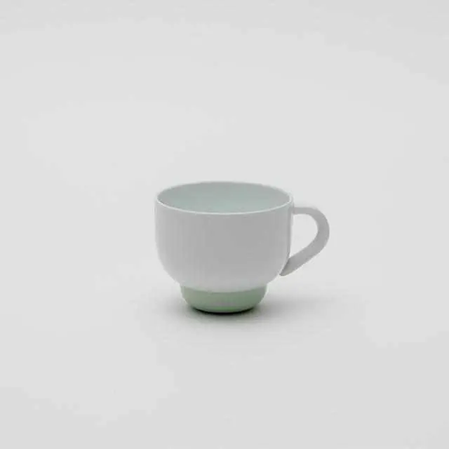 Pauline Deltour Handcrafted Teacup In White And Celadon – Imari-Arita Stoneware 1
