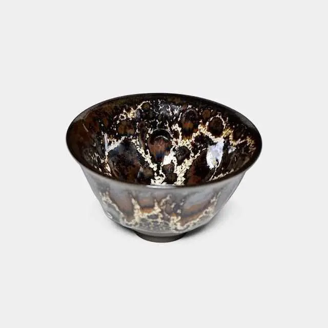 Pine Bark Tenmoku Sake Cup – Textured Kyoto Kiyomizu Ware 1