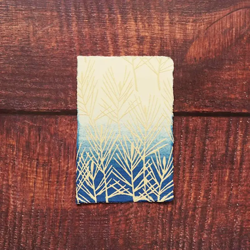 Pine Tree Blue Single Postcard – Karagen Karakami Tranquil Forest Aesthetic 1