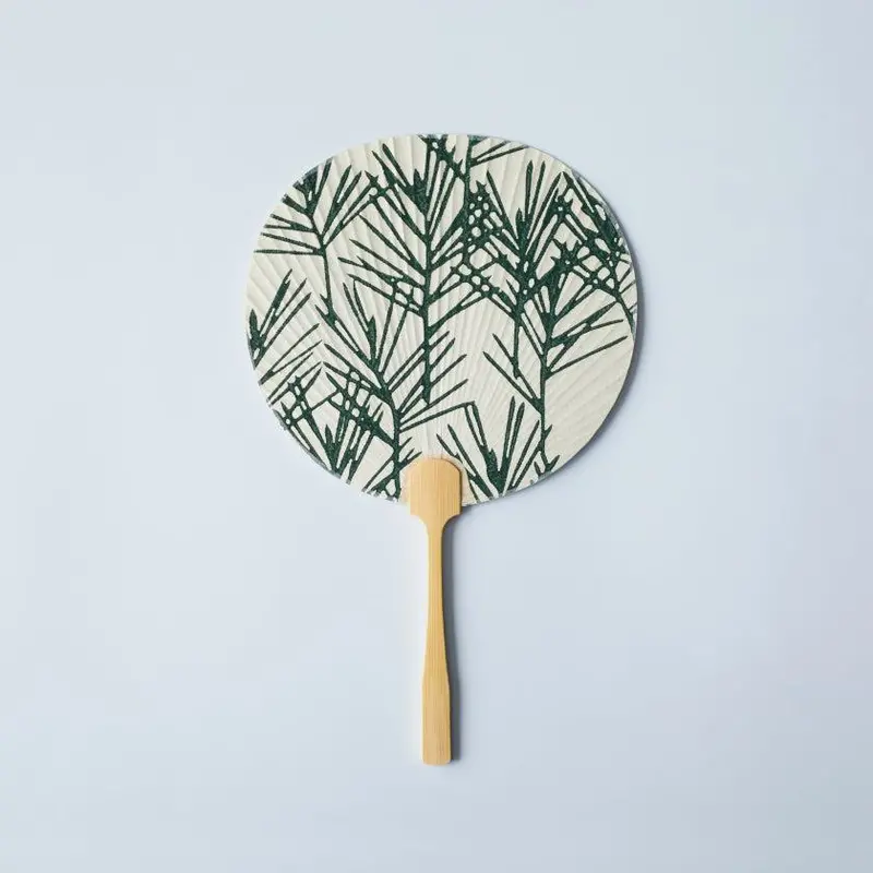 Pine Tree Uchiwa In White (Small) – Traditional Karagen Japanese Fan By Karakami 1