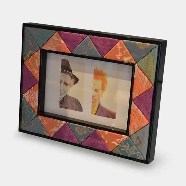 Pink And Blue Accented Wooden Photo Frame – Playful Dual-Tone Display By Edō Art Dolls 1
