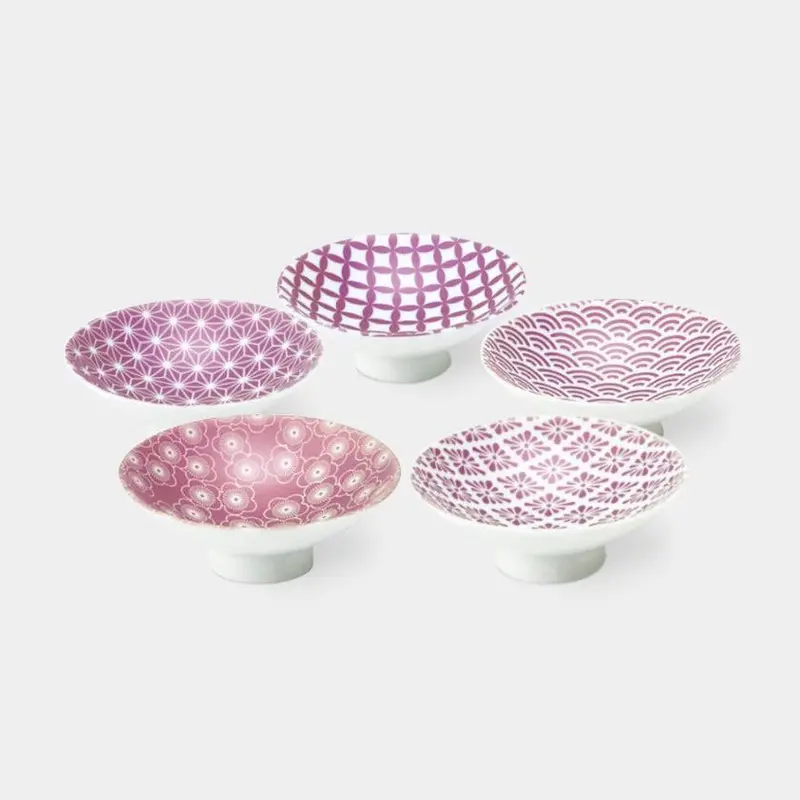 Pink Luster Sake Cup Set Of Five – Mino Ware By Marumo Takagi 1