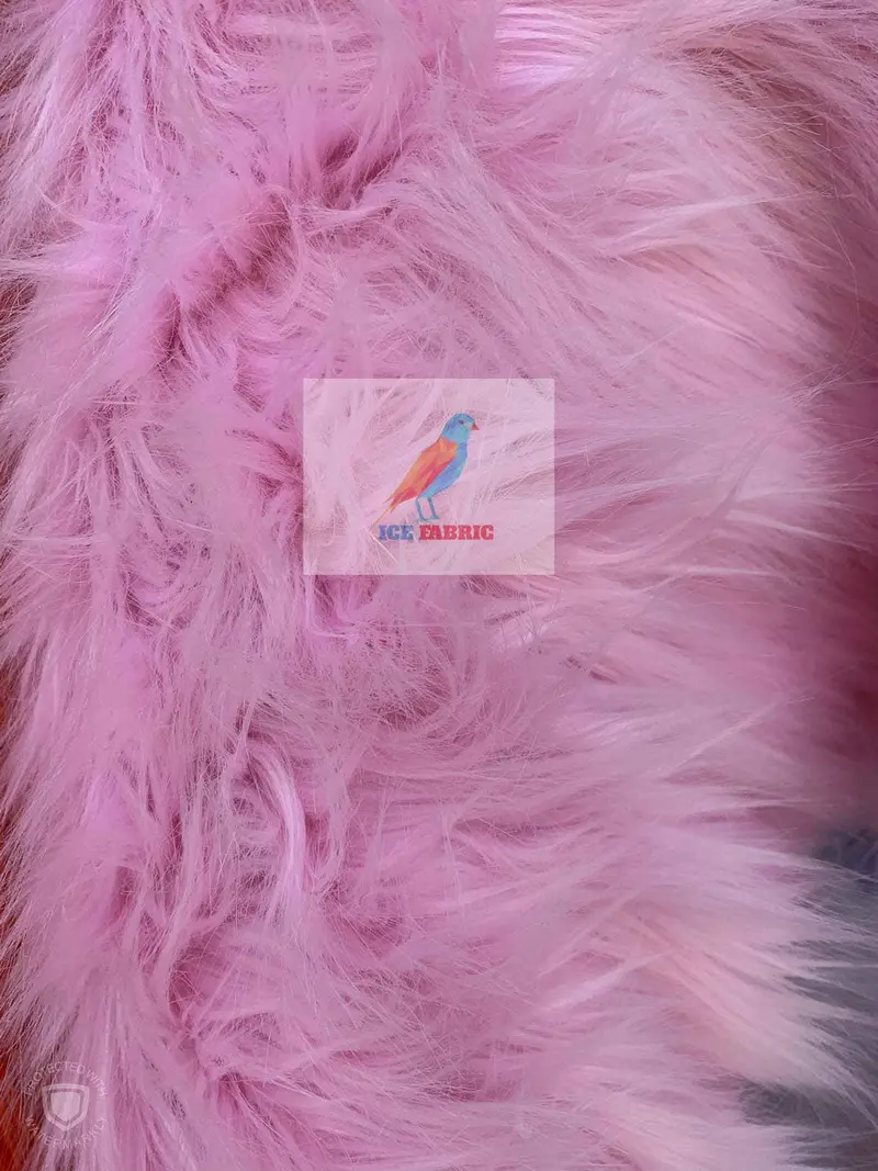 Pink Solid Long-Pile Mongolian Faux Fur Fabric – Yardage For Coats, Blankets & Home Decor 1