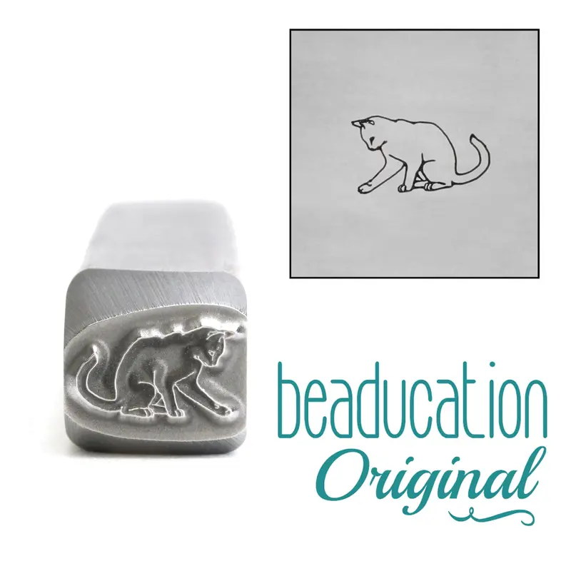 Playful Cat Metal Design Stamp – 8Mm Beaducation Original 1