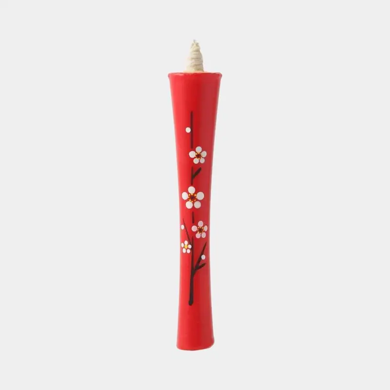 Plum Blossom Candle – Seasonal 15 Momme Ikari-Style Japanese Candle With Stand | Nakamura Candle 1