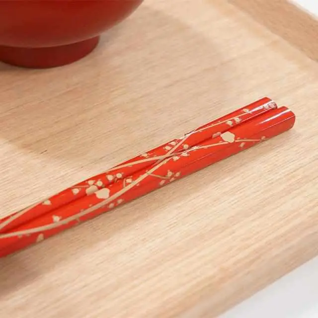 Plum Blossom Rinpa X Wajima Lacquer Chopsticks | Hashikura Matsukan 1