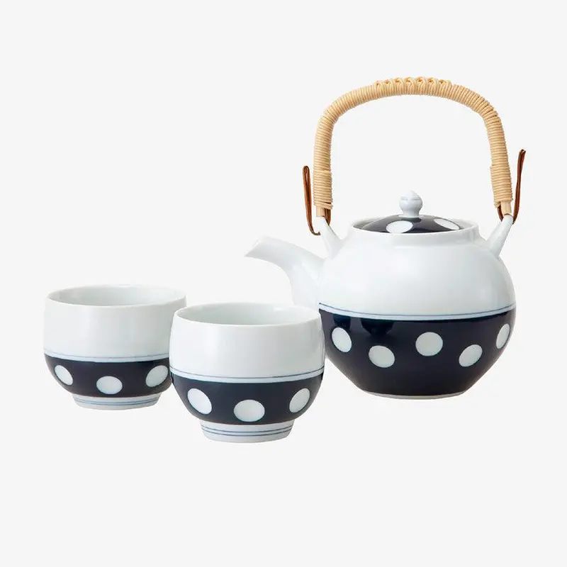 Polka Dot Japanese Tea Set With Teapot And Cups – Hasami Ware By Saikai Toki 1