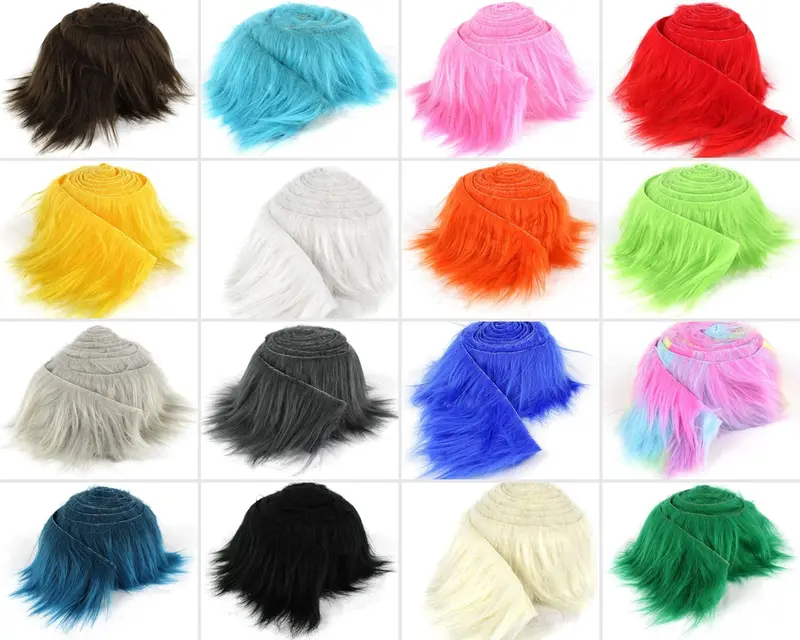Precut Shaggy Mohair Faux Fur Trim Ribbon Strips 1