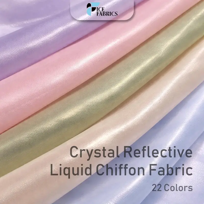 Premium Crystal-Infused Reflective Liquid Chiffon Fabric 1