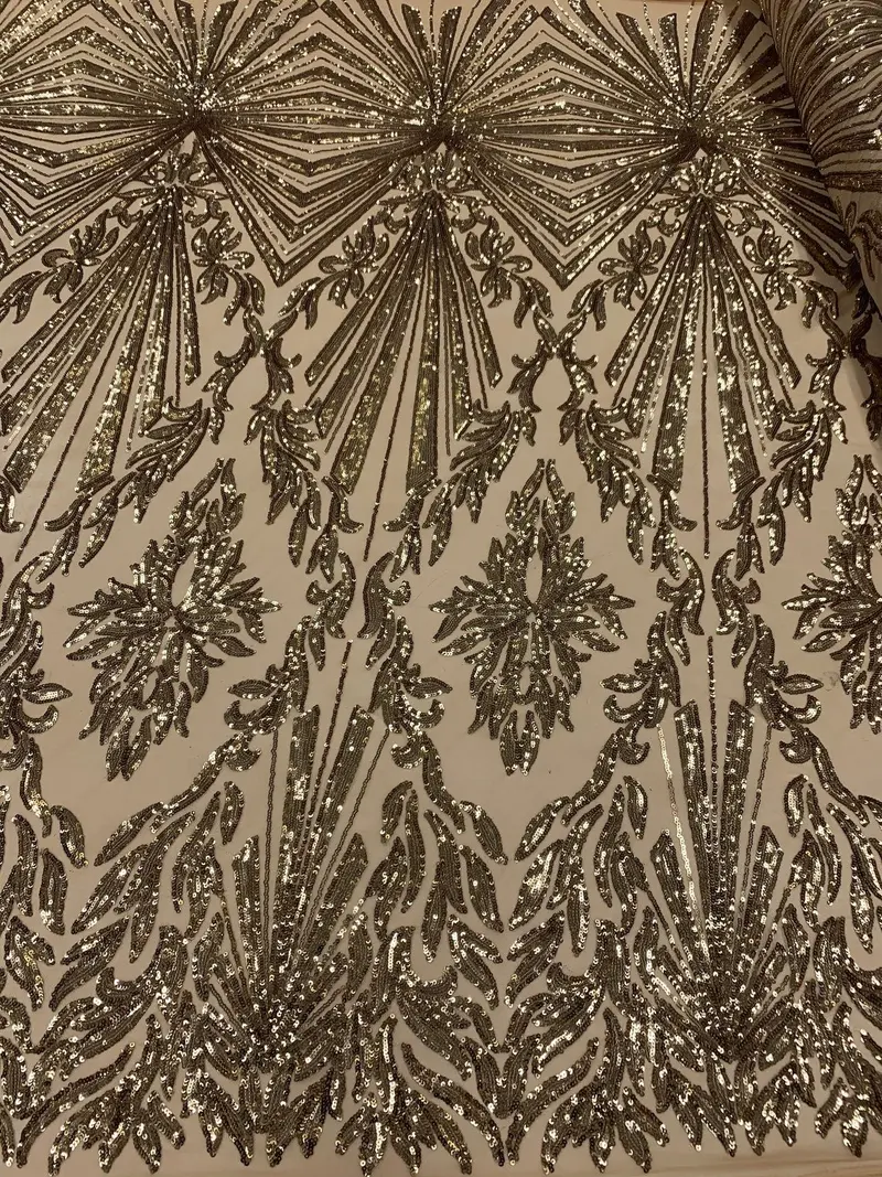 Pure Gold Stretch Sequin Fabric – Lustrous Metallic Surface 1