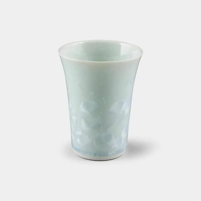 Pure White Flower Crystal Free Cup – Clean-Line Ceramic Mug, Touan × Kyoto Kiyomizu 1