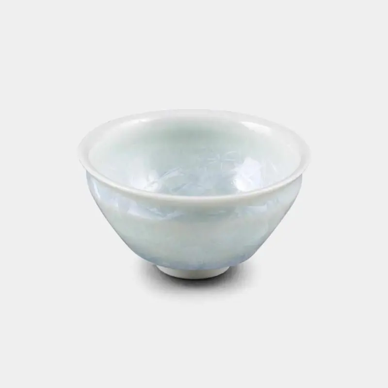 Pure White Flower Crystal Guinomi Sake Cup – Traditional Kyoto Kiyomizu Ceramic 1
