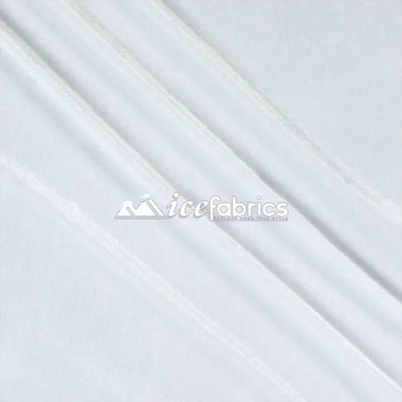 Pure White Stretch Velvet Fabric With Spandex – Crisp Elastic Knit 1