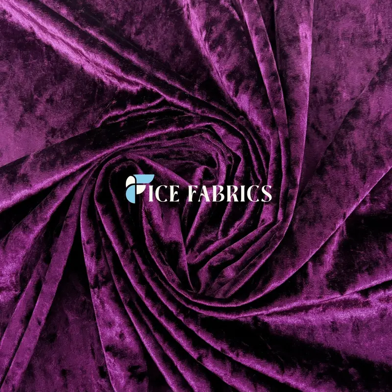 Purple 4-Way Stretch Crushed Velvet Fabric | Luxe Textured Knit 1