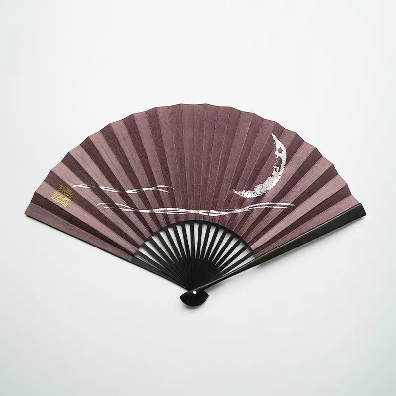 Purple Crescent Moon Hand Fan With Silver Leaf – Artisan Fan Collection 1