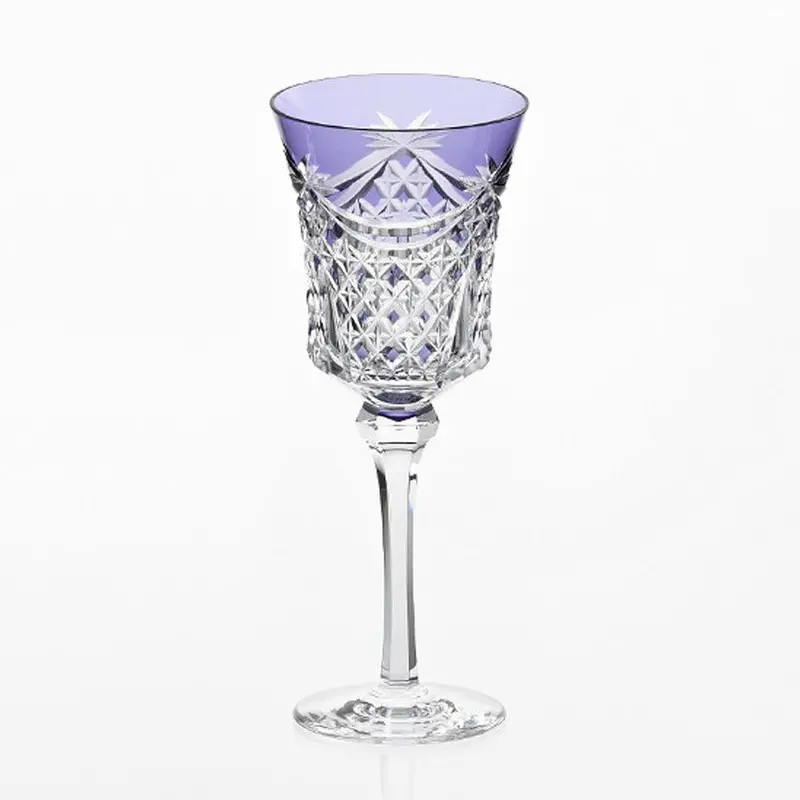 Purple Drape & Tetragonal Basket Weave Wine Glass – Hand-Cut Crystal 1