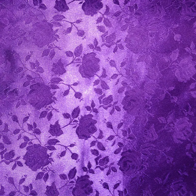 Purple Floral Brocade Jacquard Satin Fabric 1