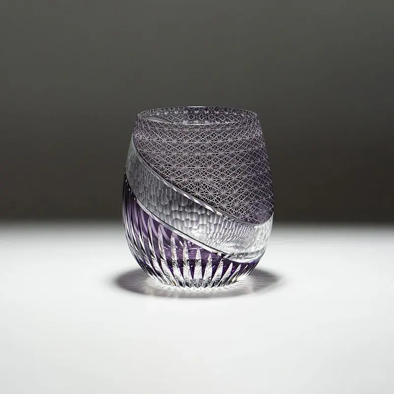 Purple Hakuja Kiriko Glass Sculptural Piece 1