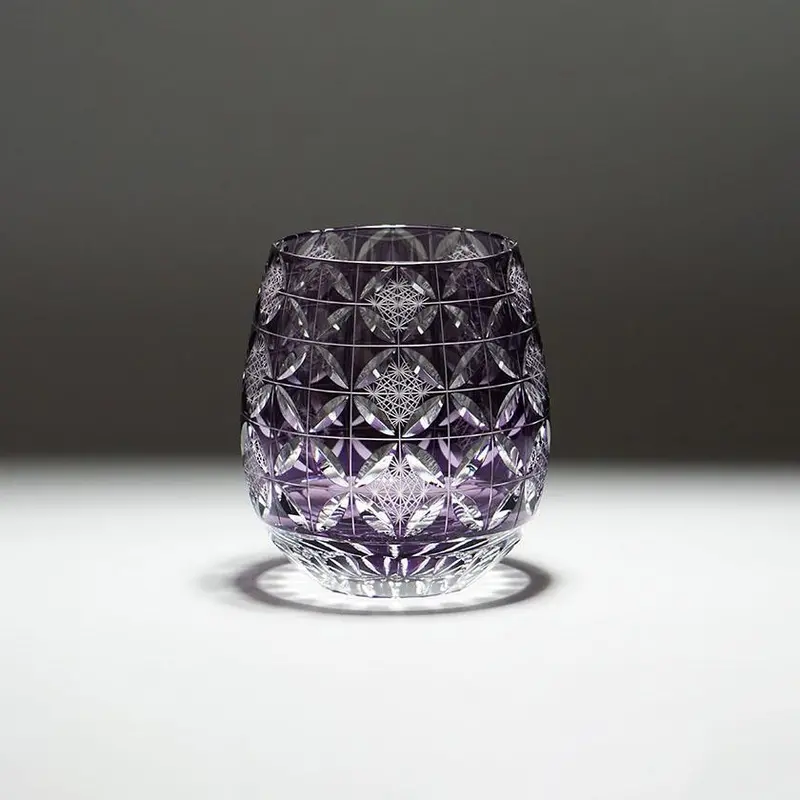 Purple Kiku Shippo Kiriko Glass Decorative Piece 1