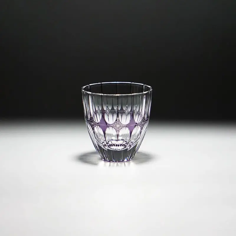 Purple Rinzen Guinomi Sake Cup – Artisan Kiriko Glass 1