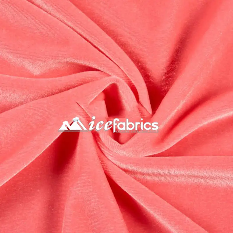 Radiant Coral 4-Way Stretch Velvet Fabric – Lively Poly-Spandex Stretch 1