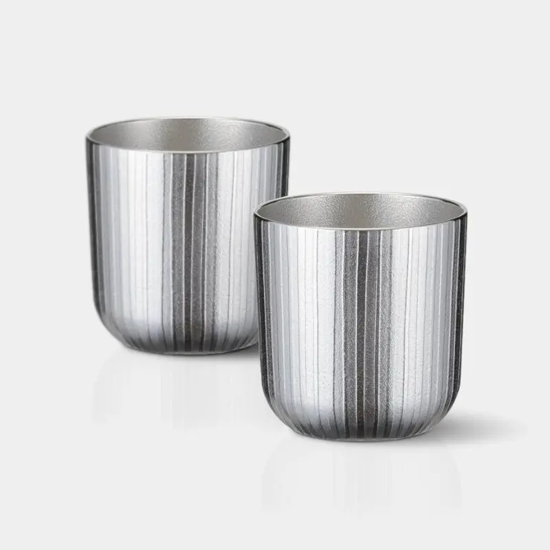 Rayer Small Pewter Tumbler Pair – Contemporary Osaka Naniwa Dual Mug Set 1