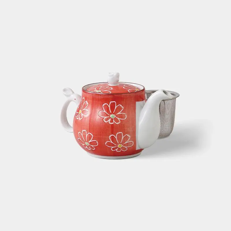 Red Flower Motif Ceramic Pot – Hasami Ware Collection By Saikai Toki 1